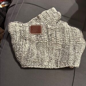 Gray Knit Scarf with Leather Patch Love Your Melon
